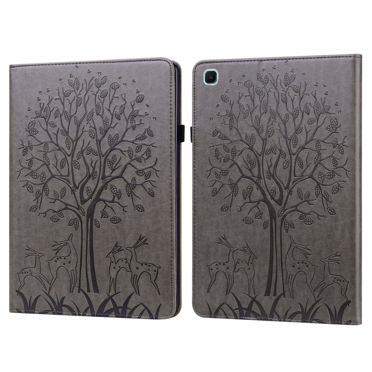 Tree & Deer Pattern Pressed Printing Horizontal Flip PU Leather Case with Holder & Card Slots & Sleep / Wake-up Function, For Samsung Galaxy Tab A7 10.4 2020, For Samsung Galaxy Tab S6 Lite