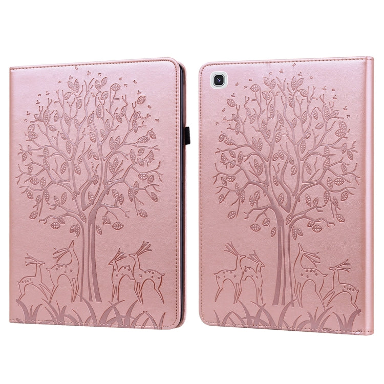 Tree & Deer Pattern Pressed Printing Horizontal Flip PU Leather Case with Holder & Card Slots & Sleep / Wake-up Function, For Samsung Galaxy Tab A7 10.4 2020, For Samsung Galaxy Tab S6 Lite