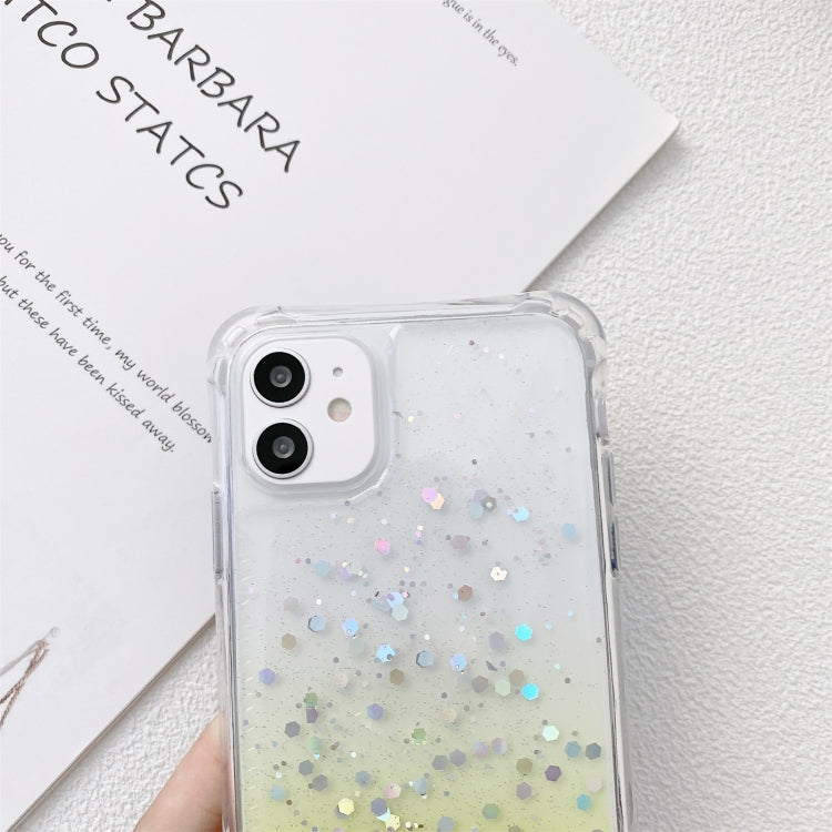 Gradient Glitter Powder Epoxy TPU Thickened Acrylic Shockproof Case with Wide Neck Lanyard