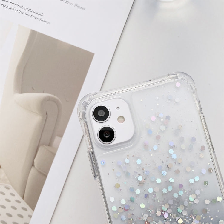 Gradient Glitter Powder Epoxy TPU Thickened Acrylic Shockproof Case with Round Neck Lanyard, For iPhone 13, For iPhone 13 Pro, For iPhone 13 Pro Max, For iPhone 12 mini, For iPhone 12 / 12 Pro, For iPhone 12 Pro Max