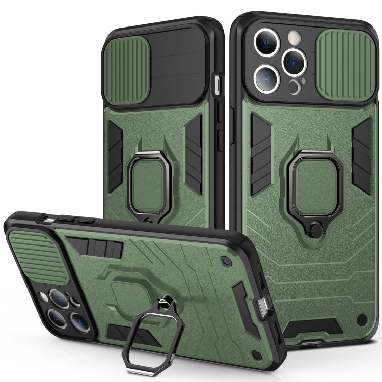 Sliding Camera Cover Design TPU + PC Shockproof Case with Ring Holder