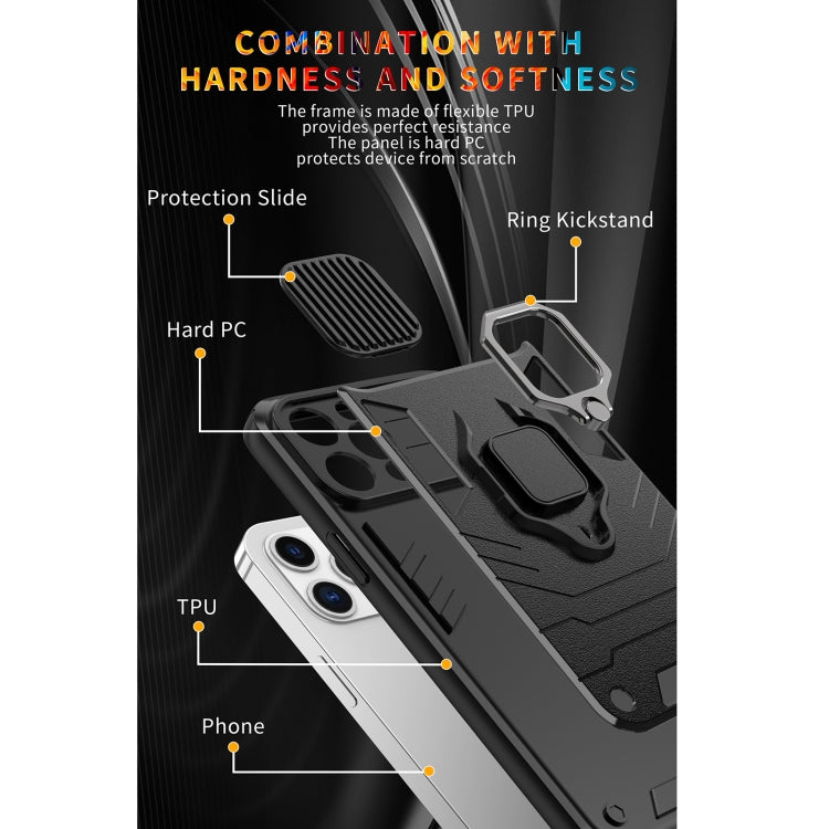 Sliding Camera Cover Design TPU + PC Shockproof Case with Ring Holder