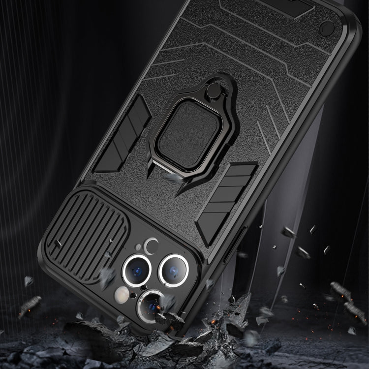 Sliding Camera Cover Design TPU + PC Shockproof Case with Ring Holder