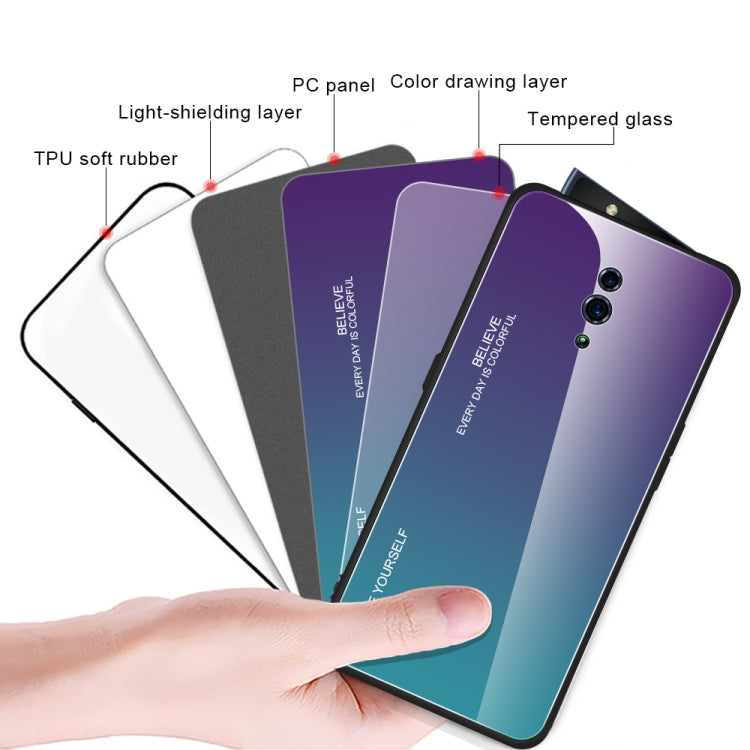 Gradient Color Glass Case, For OPPO Find X, For OPPO K1 / R15X, For OPPO R17