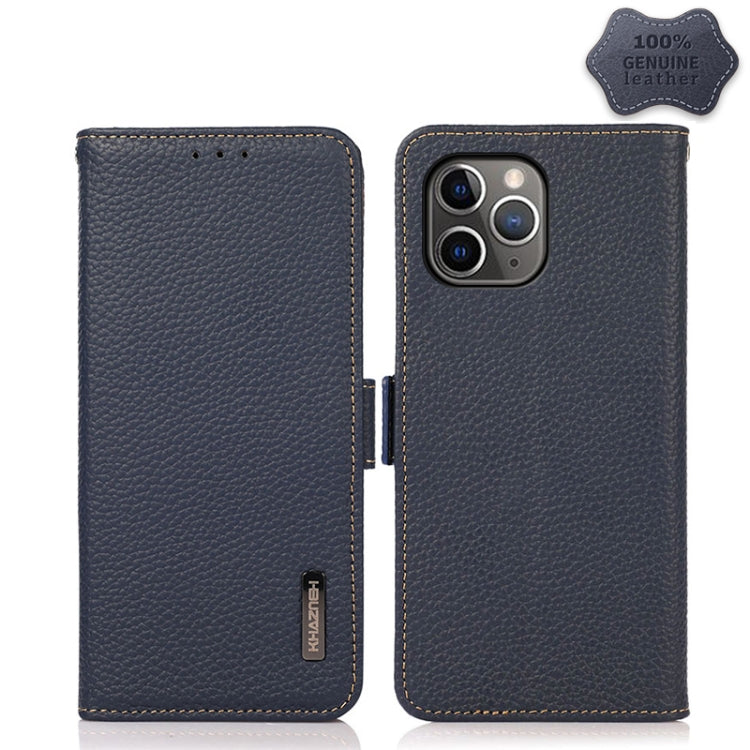 KHAZNEH Side-Magnetic Litchi Genuine Leather RFID Case, For iPhone 12 Pro Max, For iPhone 11, For iPhone 11 Pro, For iPhone 11 Pro Max