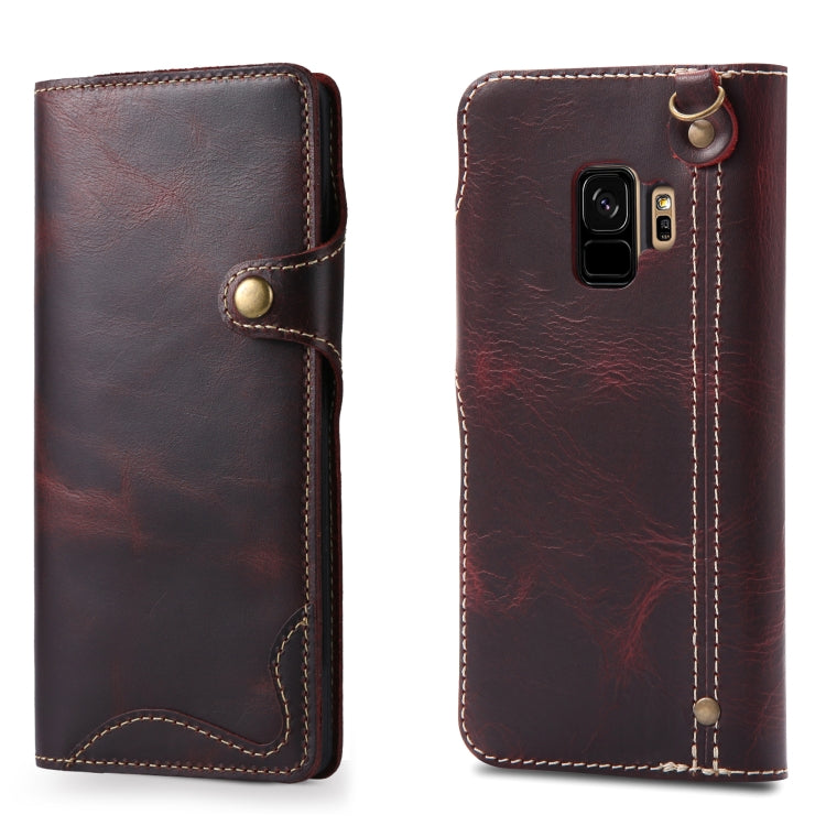 Denior Oil Wax Cowhide Magnetic Button Horizontal Flip Leather Case with Card Slots & Wallet, For iPhone XR, For Galaxy S8 Plus, For iPhone XS Max, For Galaxy S9, For Galaxy S9 Plus, For Galaxy Note 8