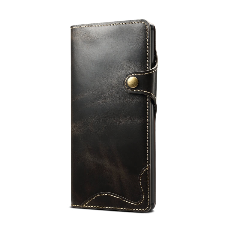 Denior Oil Wax Cowhide Magnetic Button Horizontal Flip Leather Case with Card Slots & Wallet, For Galaxy Note 10, For Galaxy Note 10 Plus, For iPhone 11, For iPhone 11 Pro, For iPhone 11 Pro Max