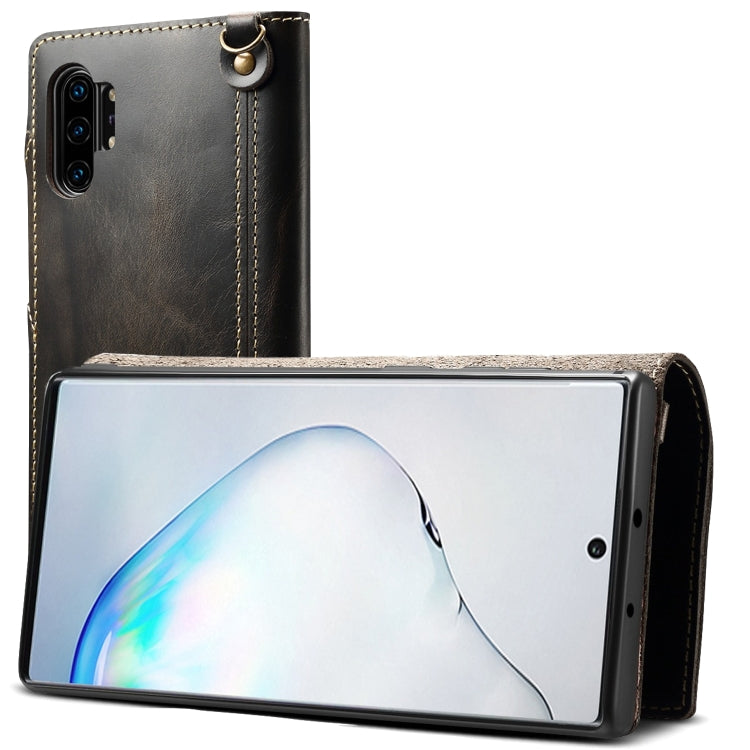 Denior Oil Wax Cowhide Magnetic Button Horizontal Flip Leather Case with Card Slots & Wallet, For Galaxy Note 10, For Galaxy Note 10 Plus, For iPhone 11, For iPhone 11 Pro, For iPhone 11 Pro Max