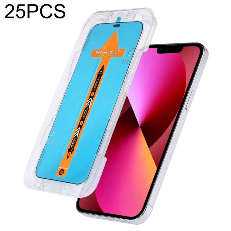 For iPhone 16e / 13 / 13 Pro 25pcs Fast Attach Dust-proof Anti-static Tempered Glass Film, For iPhone 13 mini (25PCS), For iPhone 16e / 13 / 13 Pro (25PCS), For iPhone 13 Pro Max (25PCS), For iPhone 12 mini(25PCS), For iPhone 12 / 12 Pro(25PCS)        ...