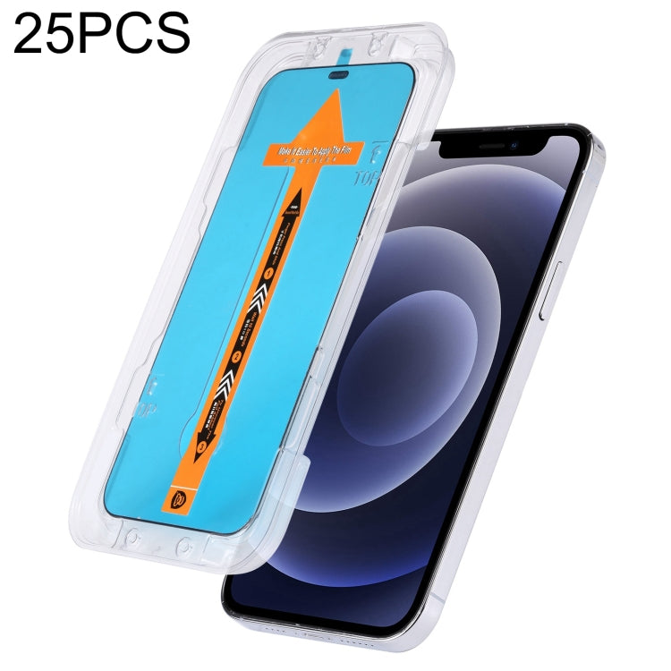 For iPhone 16e / 13 / 13 Pro 25pcs Fast Attach Dust-proof Anti-static Tempered Glass Film, For iPhone 13 mini (25PCS), For iPhone 16e / 13 / 13 Pro (25PCS), For iPhone 13 Pro Max (25PCS), For iPhone 12 mini(25PCS), For iPhone 12 / 12 Pro(25PCS)        ...