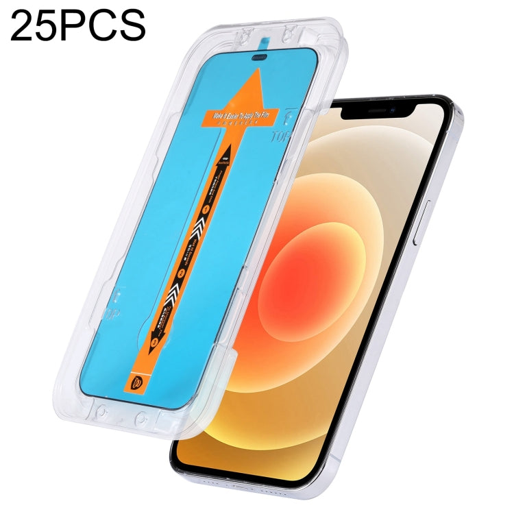 For iPhone 16e / 13 / 13 Pro 25pcs Fast Attach Dust-proof Anti-static Tempered Glass Film, For iPhone 13 mini (25PCS), For iPhone 16e / 13 / 13 Pro (25PCS), For iPhone 13 Pro Max (25PCS), For iPhone 12 mini(25PCS), For iPhone 12 / 12 Pro(25PCS)        ...