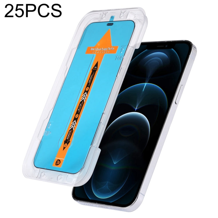 For iPhone 16e / 13 / 13 Pro 25pcs Fast Attach Dust-proof Anti-static Tempered Glass Film, For iPhone 13 mini (25PCS), For iPhone 16e / 13 / 13 Pro (25PCS), For iPhone 13 Pro Max (25PCS), For iPhone 12 mini(25PCS), For iPhone 12 / 12 Pro(25PCS)        ...