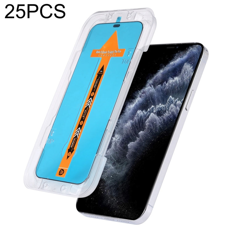 For iPhone 16e / 13 / 13 Pro 25pcs Fast Attach Dust-proof Anti-static Tempered Glass Film, For iPhone 13 mini (25PCS), For iPhone 16e / 13 / 13 Pro (25PCS), For iPhone 13 Pro Max (25PCS), For iPhone 12 mini(25PCS), For iPhone 12 / 12 Pro(25PCS)        ...