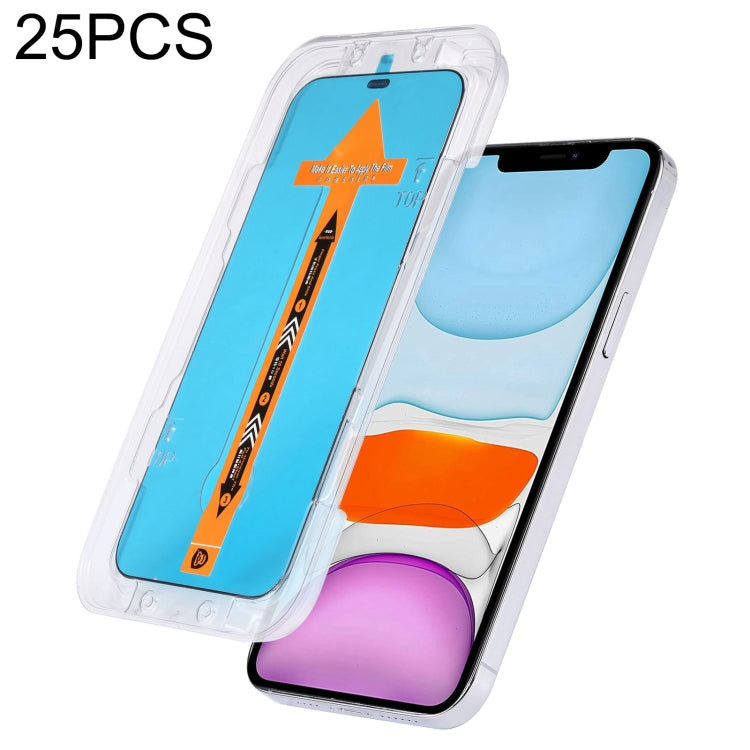 For iPhone 16e / 13 / 13 Pro 25pcs Fast Attach Dust-proof Anti-static Tempered Glass Film, For iPhone 13 mini (25PCS), For iPhone 16e / 13 / 13 Pro (25PCS), For iPhone 13 Pro Max (25PCS), For iPhone 12 mini(25PCS), For iPhone 12 / 12 Pro(25PCS)        ...