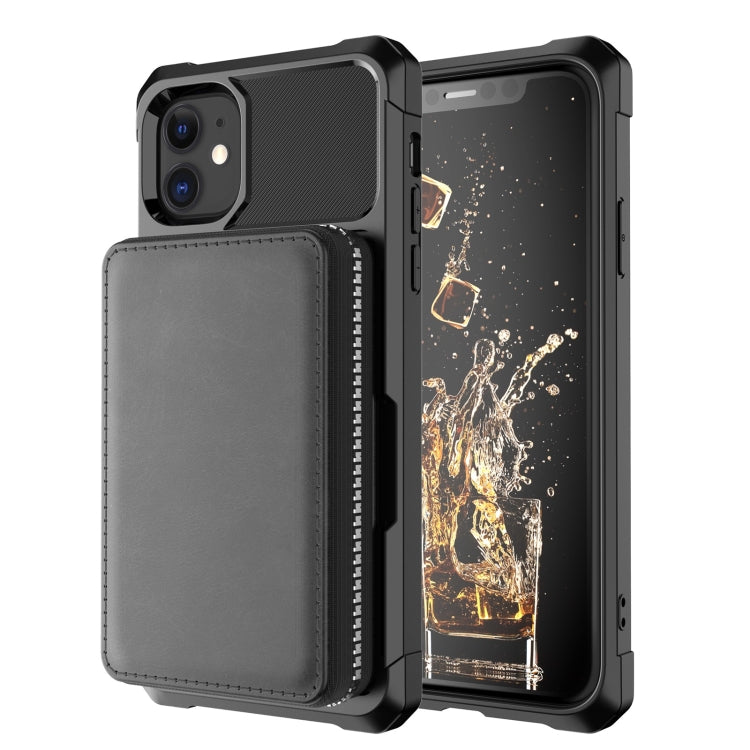 Zipper Wallet Card Bag PU Back Case, For iPhone 12 mini, For iPhone 12 / 12 Pro, For iPhone 12 Pro Max, For iPhone 11 Pro