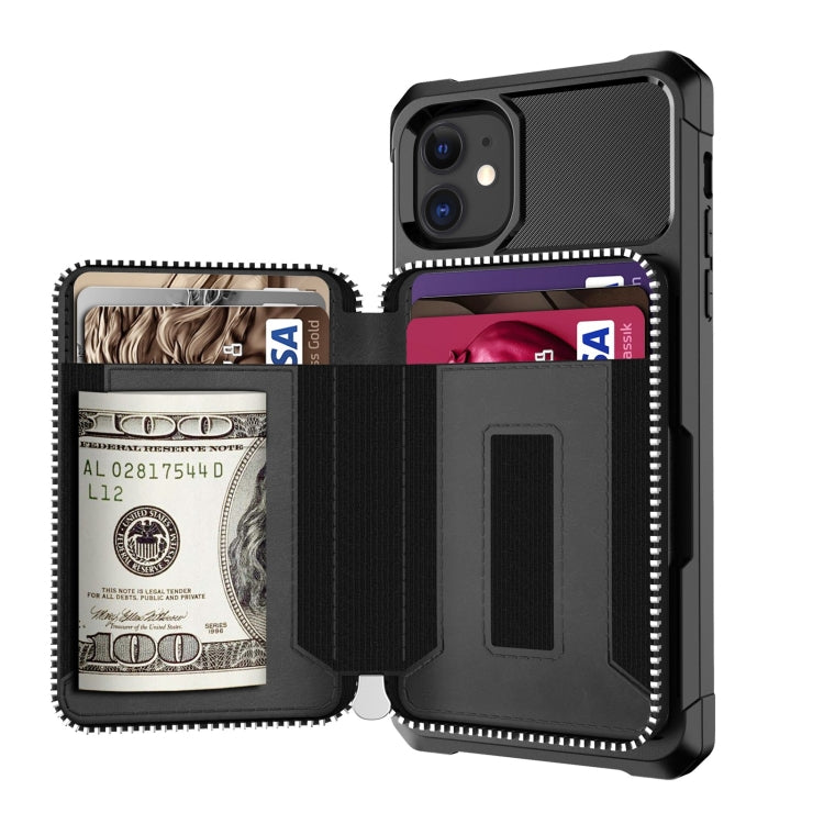 Zipper Wallet Card Bag PU Back Case, For iPhone 12 mini, For iPhone 12 / 12 Pro, For iPhone 12 Pro Max, For iPhone 11 Pro