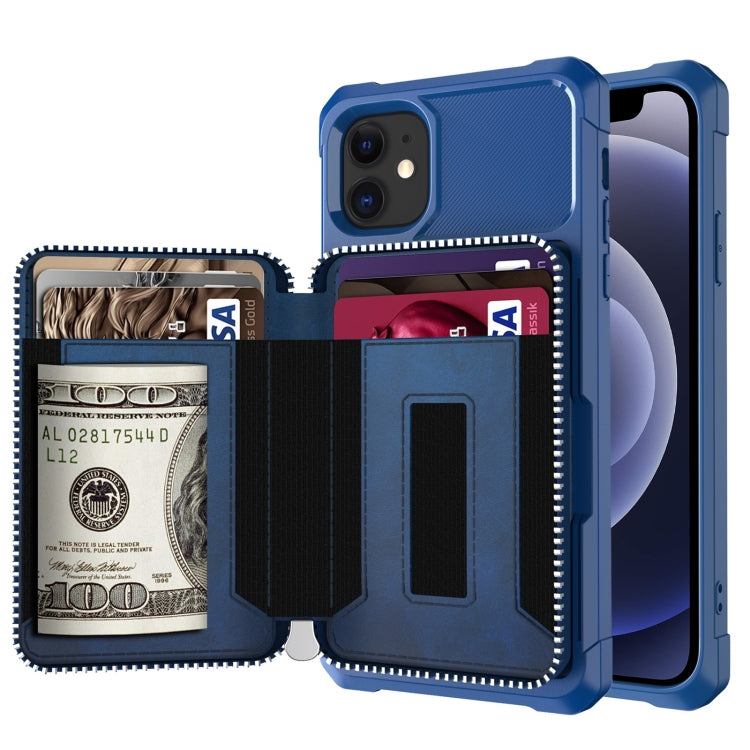 Zipper Wallet Card Bag PU Back Case, For iPhone 12 mini, For iPhone 12 / 12 Pro, For iPhone 12 Pro Max, For iPhone 11 Pro