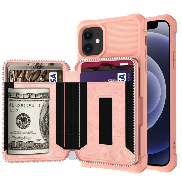 Zipper Wallet Card Bag PU Back Case, For iPhone 12 mini, For iPhone 12 / 12 Pro, For iPhone 12 Pro Max, For iPhone 11 Pro