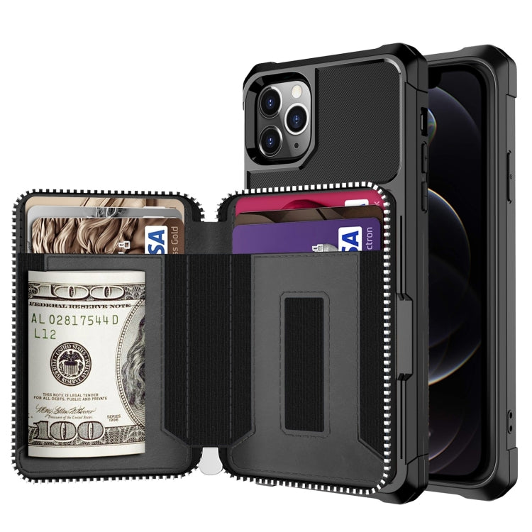 Zipper Wallet Card Bag PU Back Case, For iPhone 12 mini, For iPhone 12 / 12 Pro, For iPhone 12 Pro Max, For iPhone 11 Pro