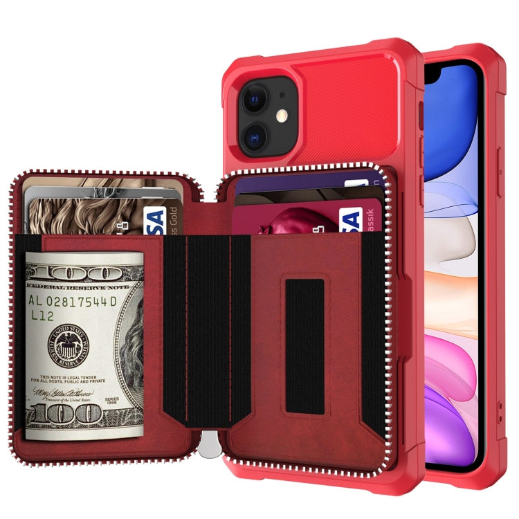Zipper Wallet Card Bag PU Back Case, For iPhone 7 Plus / 8 Plus / 6 Plus, For iPhone 11, For iPhone X / XS