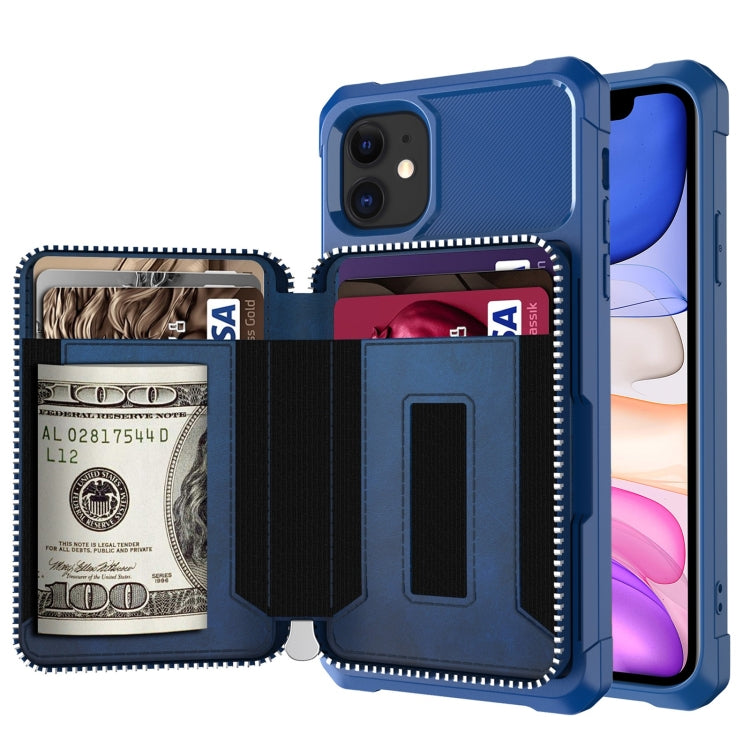 Zipper Wallet Card Bag PU Back Case, For iPhone 7 Plus / 8 Plus / 6 Plus, For iPhone 11, For iPhone X / XS