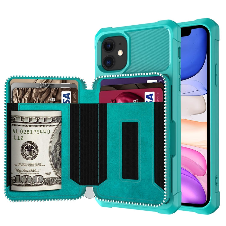 Zipper Wallet Card Bag PU Back Case, For iPhone 7 Plus / 8 Plus / 6 Plus, For iPhone 11, For iPhone X / XS