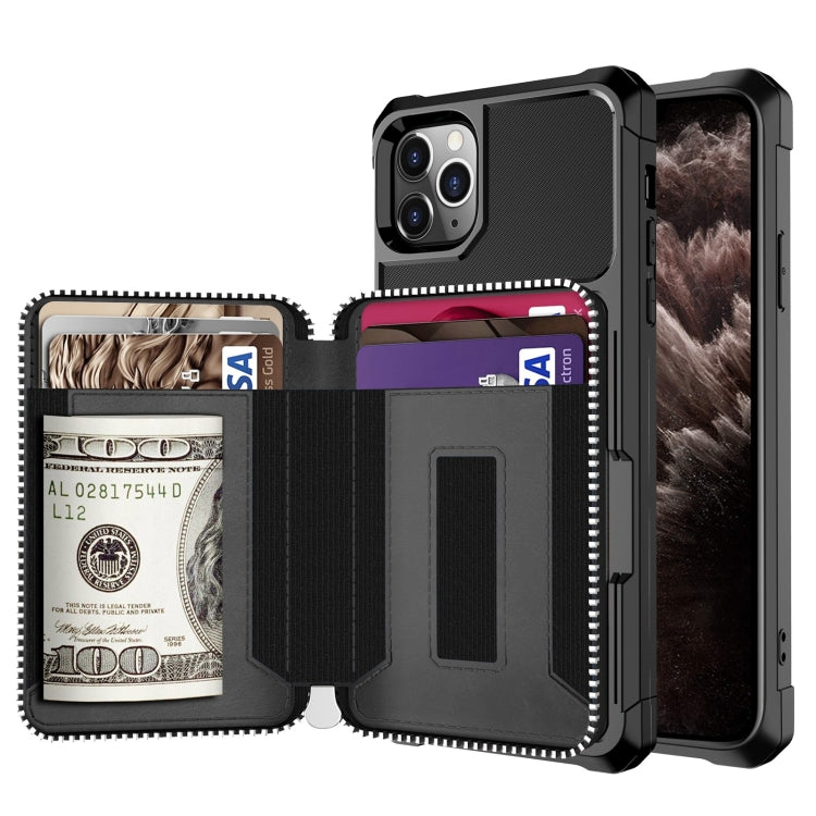 Zipper Wallet Card Bag PU Back Case, For iPhone 11 Pro Max, For iPhone XR, For iPhone XS Max, For iPhone SE 2022 / SE 2020 / 7 / 8 / 6 / 6s