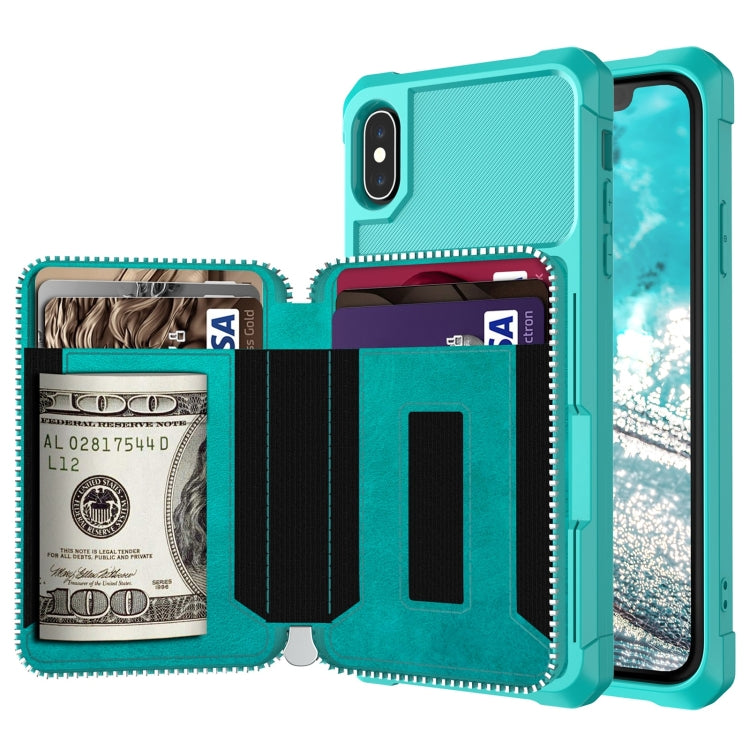 Zipper Wallet Card Bag PU Back Case, For iPhone 7 Plus / 8 Plus / 6 Plus, For iPhone 11, For iPhone X / XS