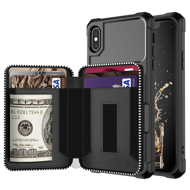 Zipper Wallet Card Bag PU Back Case, For iPhone 11 Pro Max, For iPhone XR, For iPhone XS Max, For iPhone SE 2022 / SE 2020 / 7 / 8 / 6 / 6s