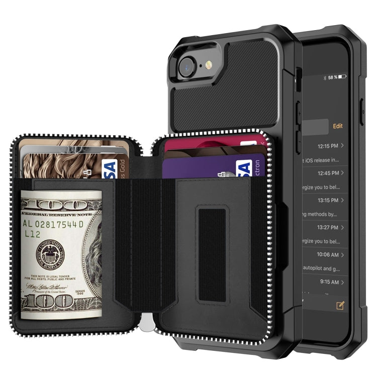 Zipper Wallet Card Bag PU Back Case, For iPhone 11 Pro Max, For iPhone XR, For iPhone XS Max, For iPhone SE 2022 / SE 2020 / 7 / 8 / 6 / 6s