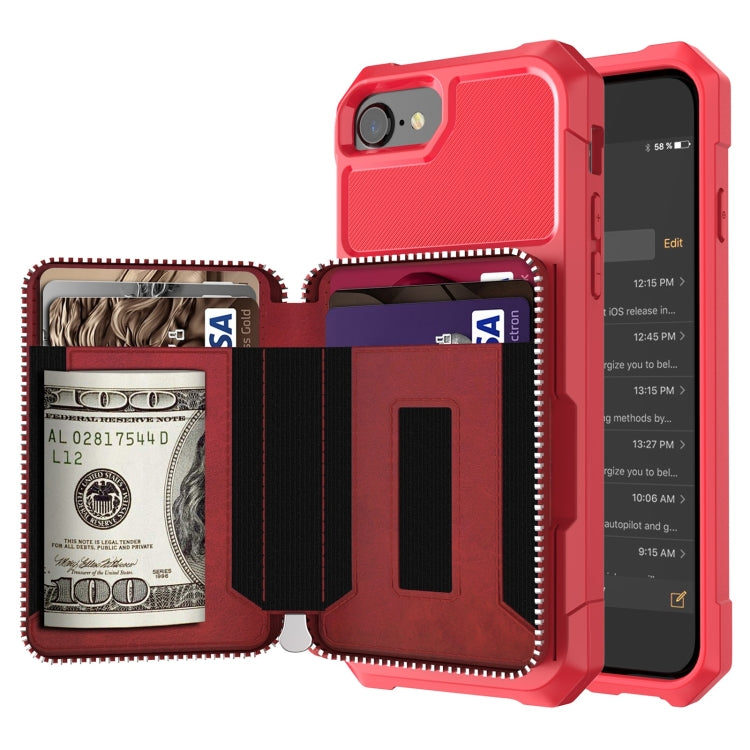 Zipper Wallet Card Bag PU Back Case, For iPhone 11 Pro Max, For iPhone XR, For iPhone XS Max, For iPhone SE 2022 / SE 2020 / 7 / 8 / 6 / 6s
