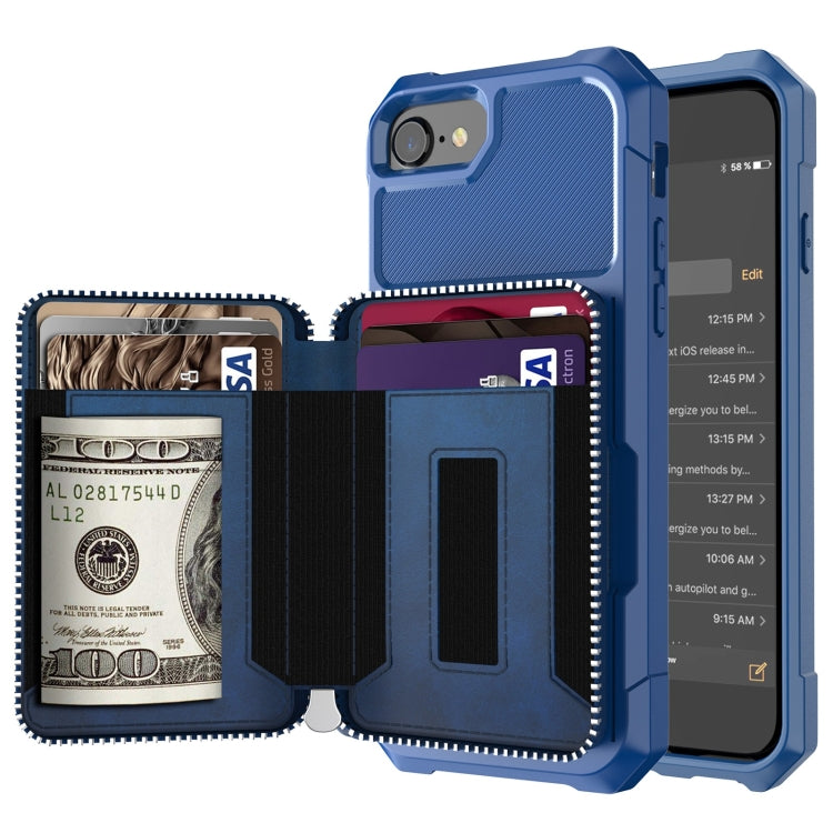 Zipper Wallet Card Bag PU Back Case, For iPhone 11 Pro Max, For iPhone XR, For iPhone XS Max, For iPhone SE 2022 / SE 2020 / 7 / 8 / 6 / 6s