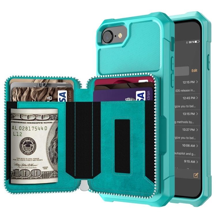 Zipper Wallet Card Bag PU Back Case, For iPhone 11 Pro Max, For iPhone XR, For iPhone XS Max, For iPhone SE 2022 / SE 2020 / 7 / 8 / 6 / 6s