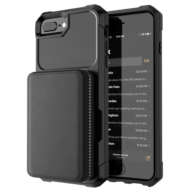 Zipper Wallet Card Bag PU Back Case, For iPhone 7 Plus / 8 Plus / 6 Plus, For iPhone 11, For iPhone X / XS