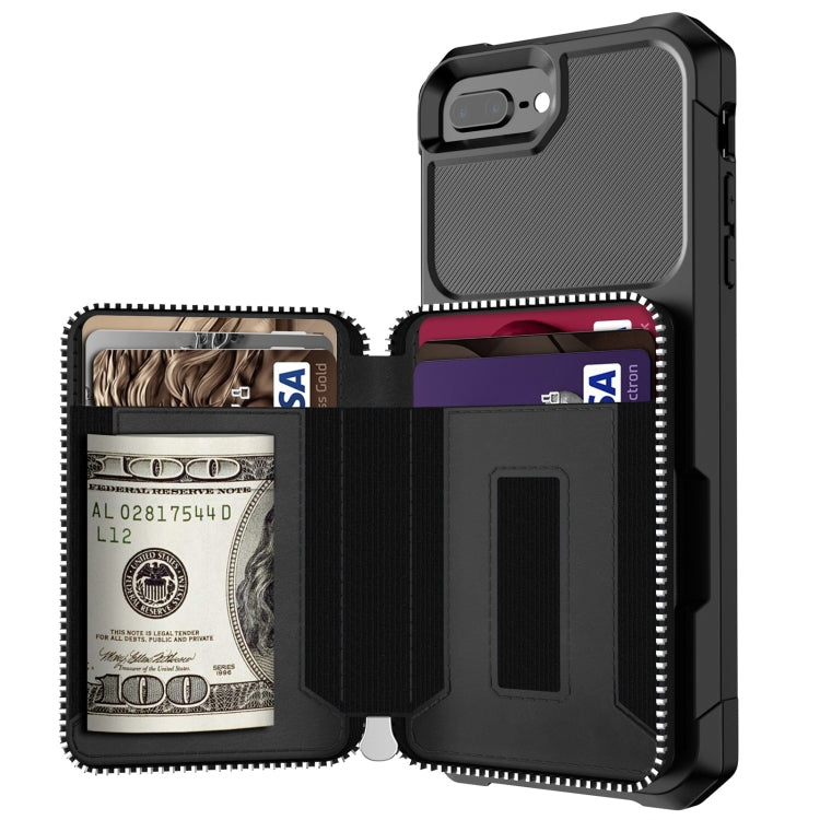 Zipper Wallet Card Bag PU Back Case, For iPhone 7 Plus / 8 Plus / 6 Plus, For iPhone 11, For iPhone X / XS