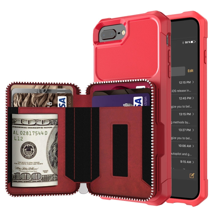Zipper Wallet Card Bag PU Back Case, For iPhone 7 Plus / 8 Plus / 6 Plus, For iPhone 11, For iPhone X / XS