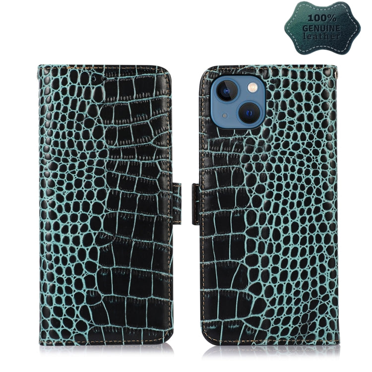 Crocodile Top Layer Cowhide Leather Phone Case, For iPhone 13