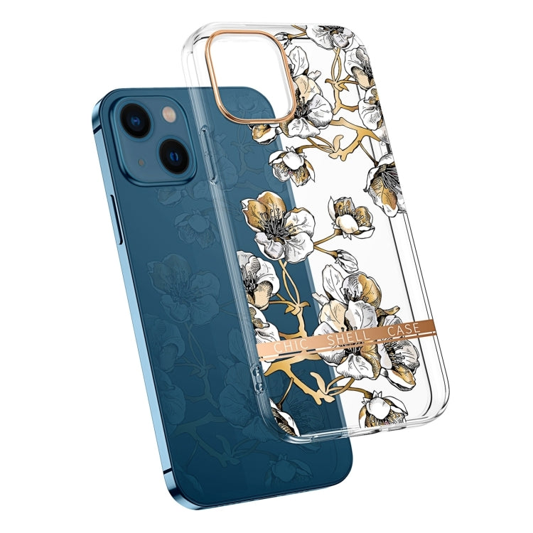 Translucent Electroplating Flower Phone Case, For iPhone 14, For iPhone 14 Pro, For iPhone 14 Plus