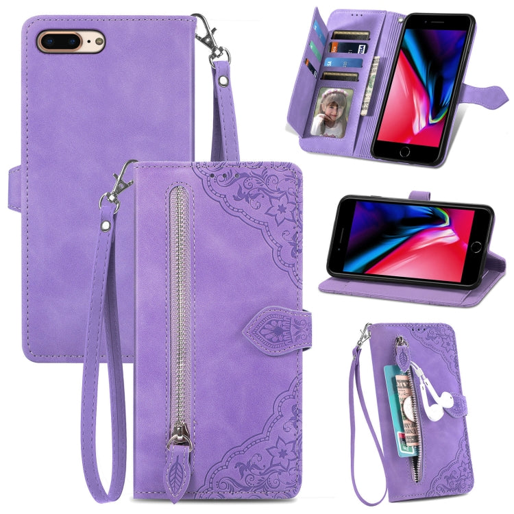 Embossed Flower Shockproof Leather Phone Case, For iPhone SE 2022 / SE 2020 / 8 / 7, For iPhone 8 Plus / 7 Plus