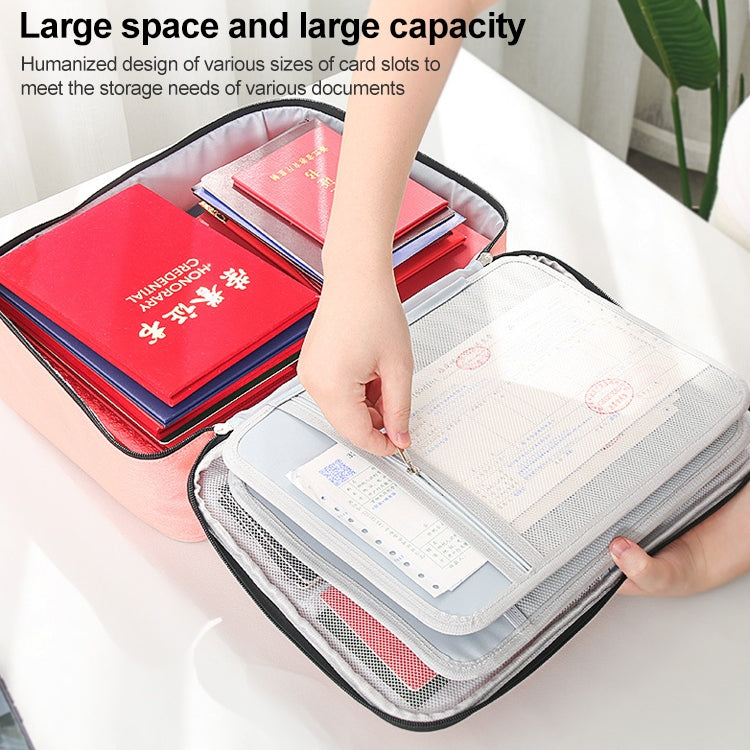 Large Capacity Multi-layers Foldable Fabric Document Storage Bag, Double Zipper-Locked