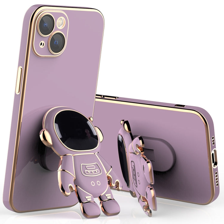 Plating Astronaut Holder Phone Case with Lens Film, For iPhone 13 Pro Max, For iPhone 13 Pro, For iPhone 13