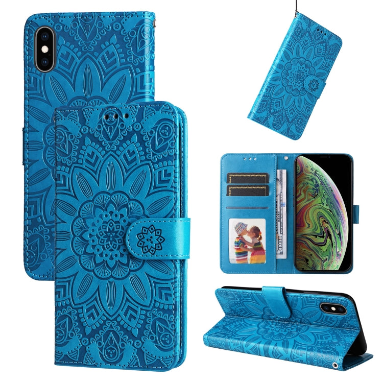 Embossed Sunflower Leather Phone Case, For iPhone 11 Pro, For iPhone 11 Pro Max, For iPhone X / XS, For iPhone XR