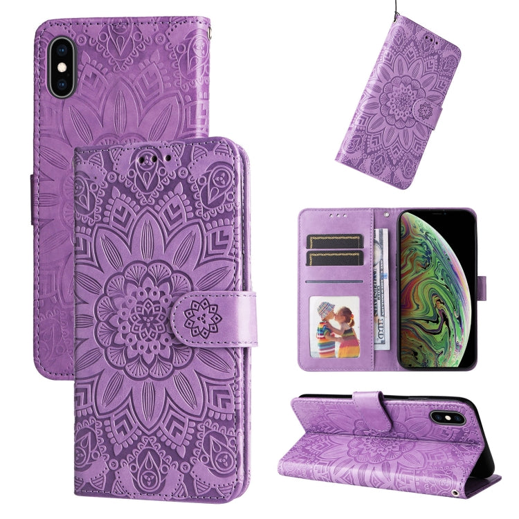 Embossed Sunflower Leather Phone Case, For iPhone 11 Pro, For iPhone 11 Pro Max, For iPhone X / XS, For iPhone XR