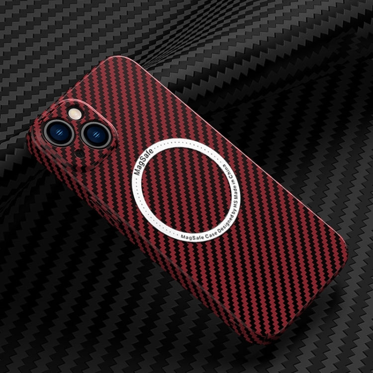 Carbon Fiber Texture MagSafe Magnetic Phone Case, For iPhone 14, For iPhone 14 Plus, For iPhone 14 Pro