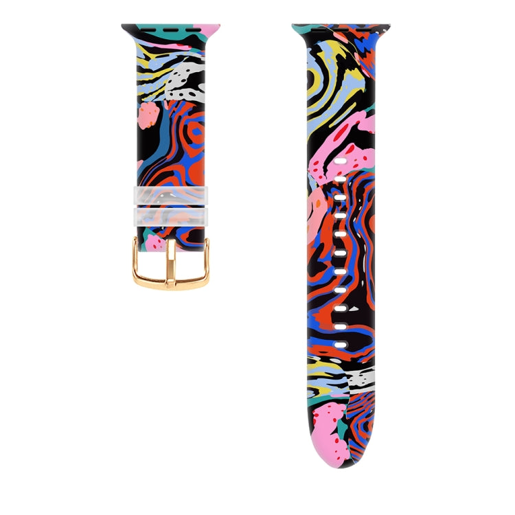Square Buckle Color Printing Watch Band For Apple Watch Series, 7 41mm / 6&SE&5&4 40mm / 3&2&1 38mm