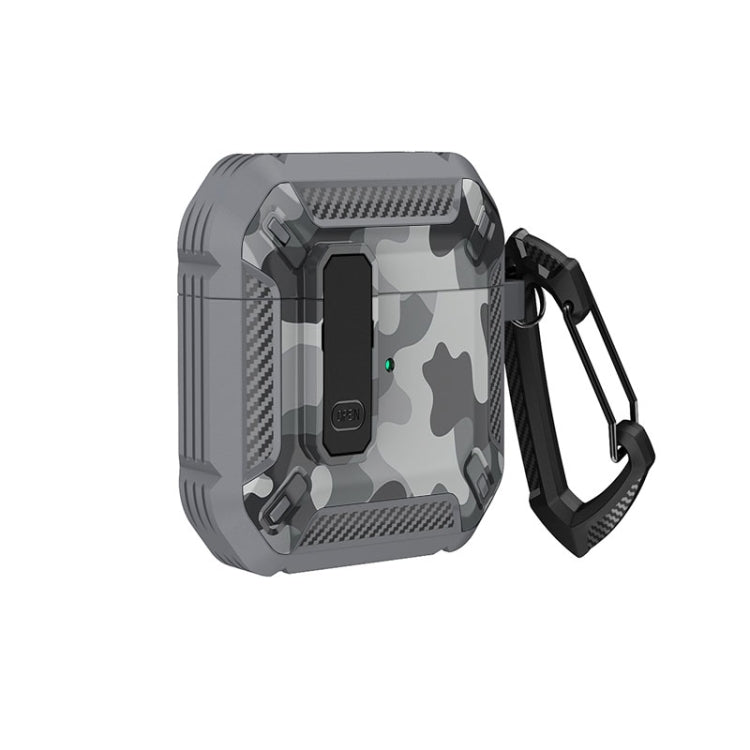 Two-Tone Printed Earphone Case with Switch Lock & Carabiner, For AirPods 1/2, For AirPods Pro