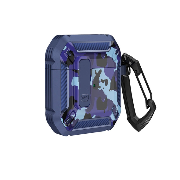 Two-Tone Printed Earphone Case with Switch Lock & Carabiner, For AirPods 1/2, For AirPods Pro