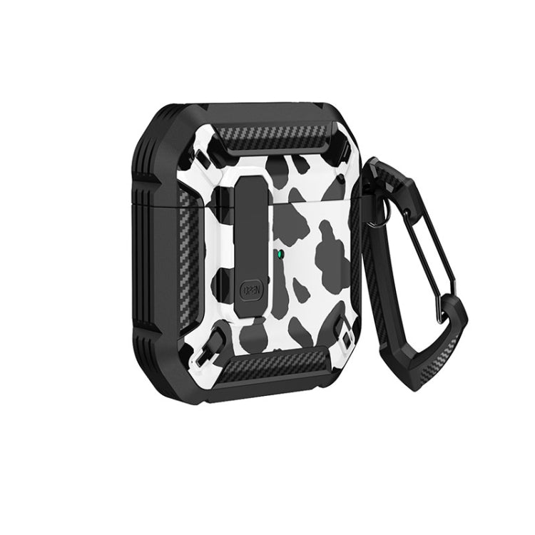 Two-Tone Printed Earphone Case with Switch Lock & Carabiner, For AirPods 1/2, For AirPods Pro