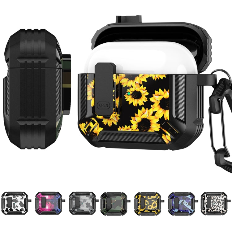 Two-Tone Printed Earphone Case with Switch Lock & Carabiner, For AirPods 1/2, For AirPods Pro