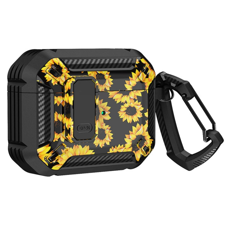Two-Tone Printed Earphone Case with Switch Lock & Carabiner, For AirPods 1/2, For AirPods Pro